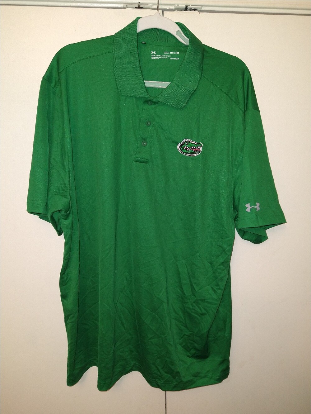 Under Armour Loose Heatgear Green Short Sleeve Polo Shirt Men's sz 2XL W/Logo
